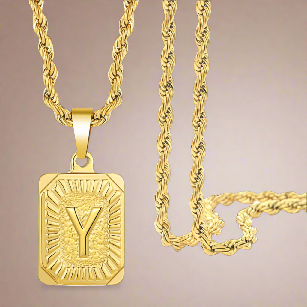 Gold Letter Charm Necklace