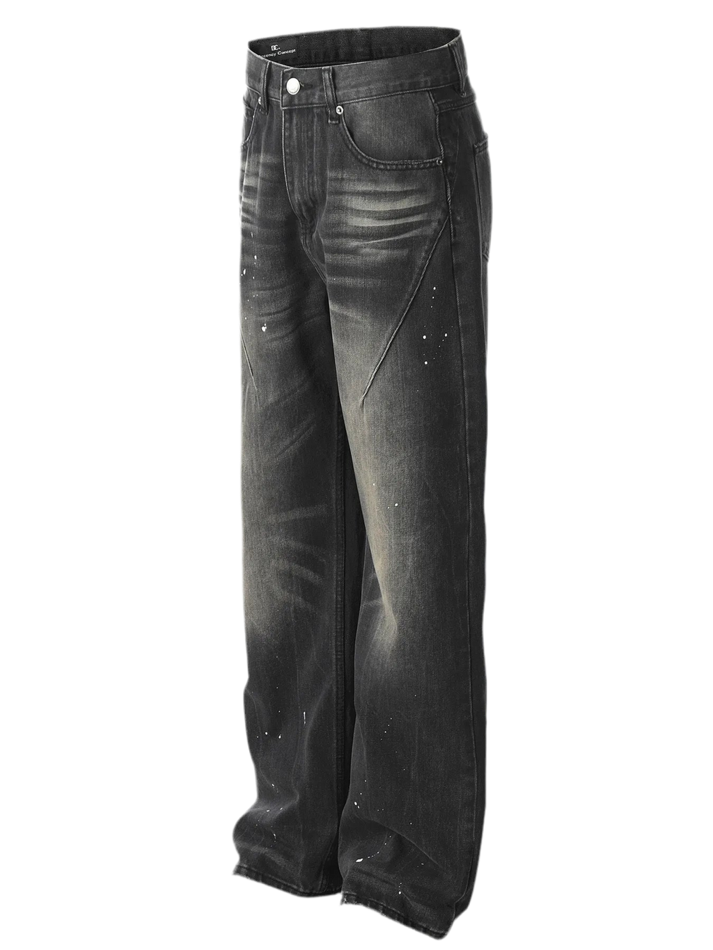 Baggy Straight Leg Jeans with Paint Splatter Detail
