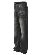 Baggy Straight Leg Jeans with Paint Splatter Detail