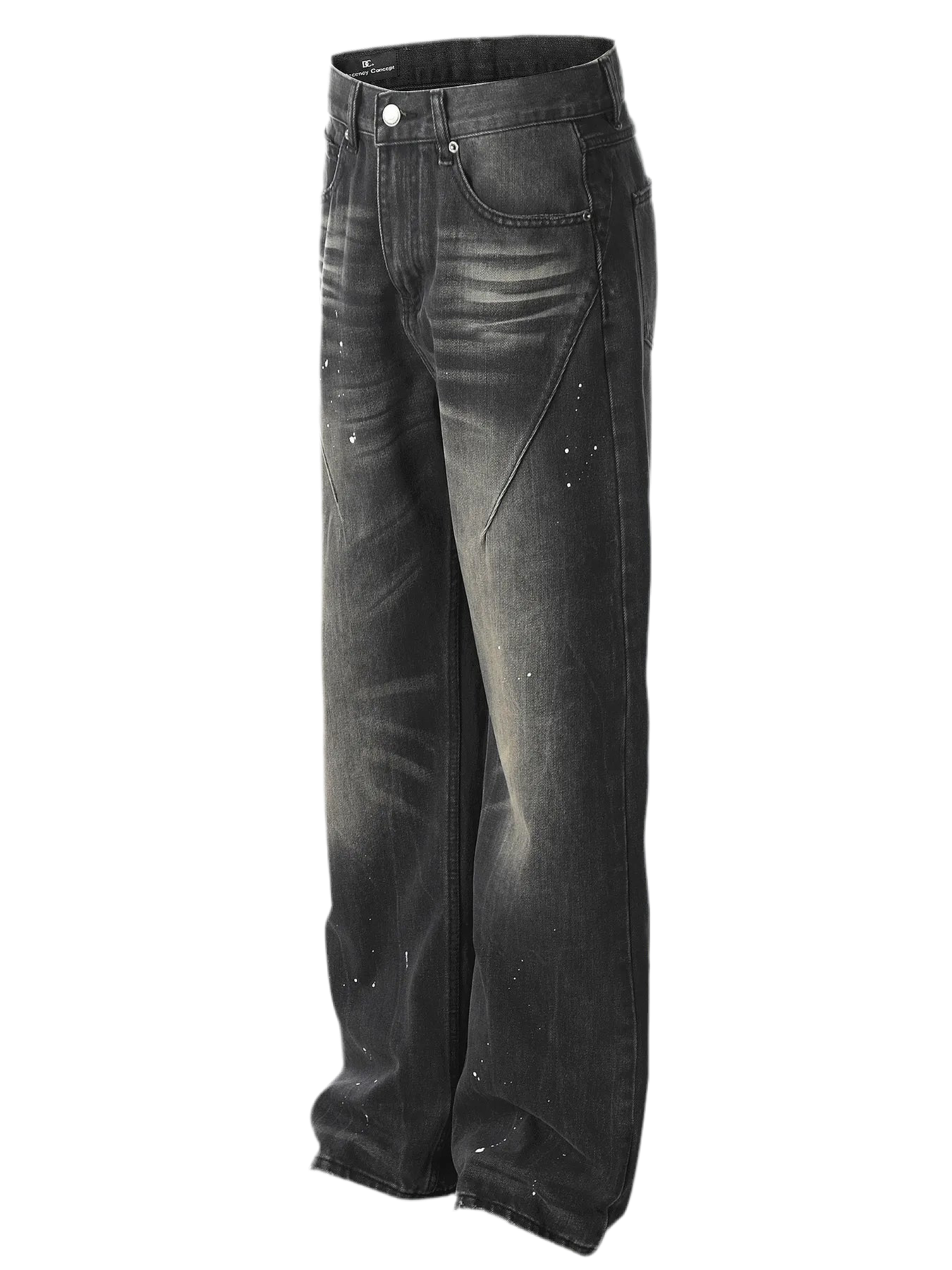 Baggy Straight Leg Jeans with Paint Splatter Detail