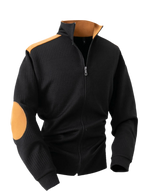 Zip Up Long Sleeve Cardigan with Elbow Patch