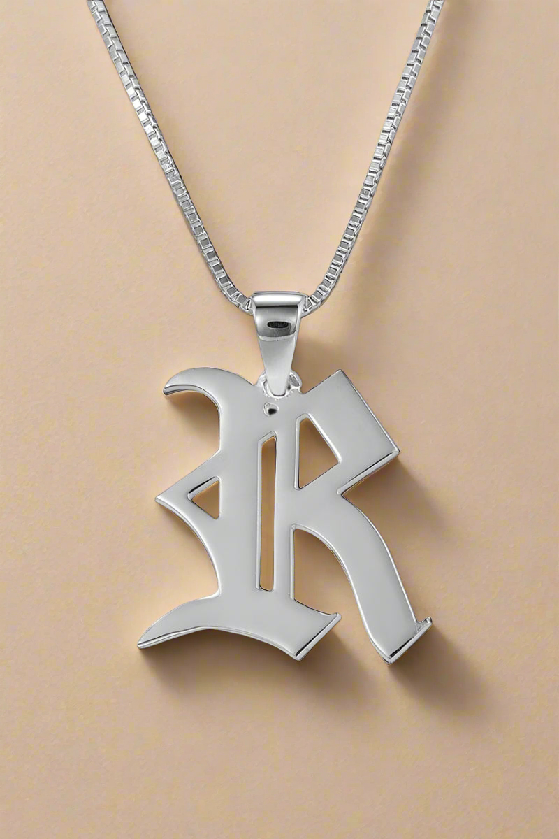 .925 Sterling Silver Letter Charm Necklace