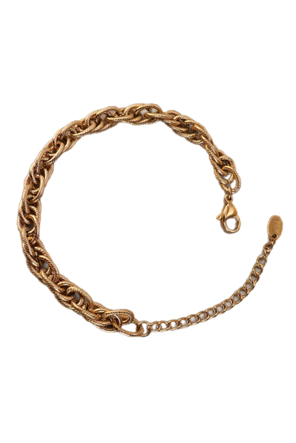 Gold chain bracelet on a white background