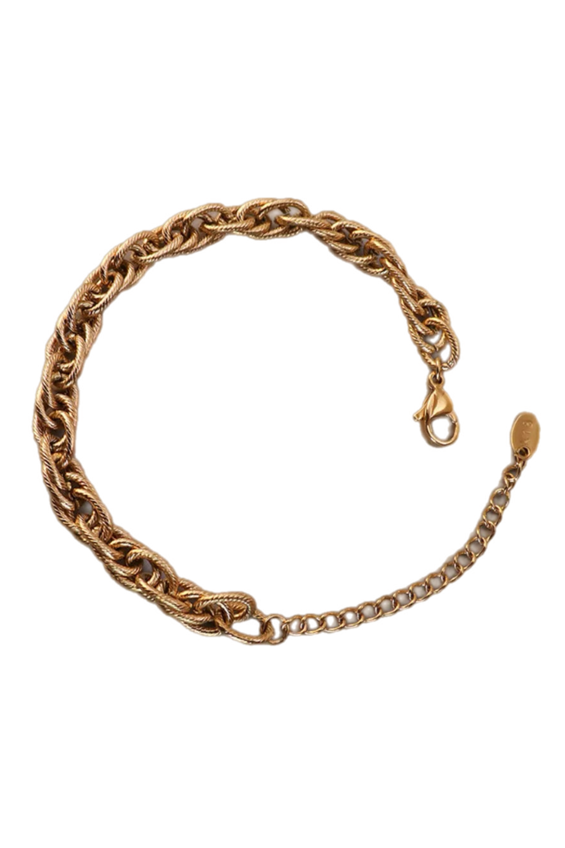 Gold chain bracelet on a white background